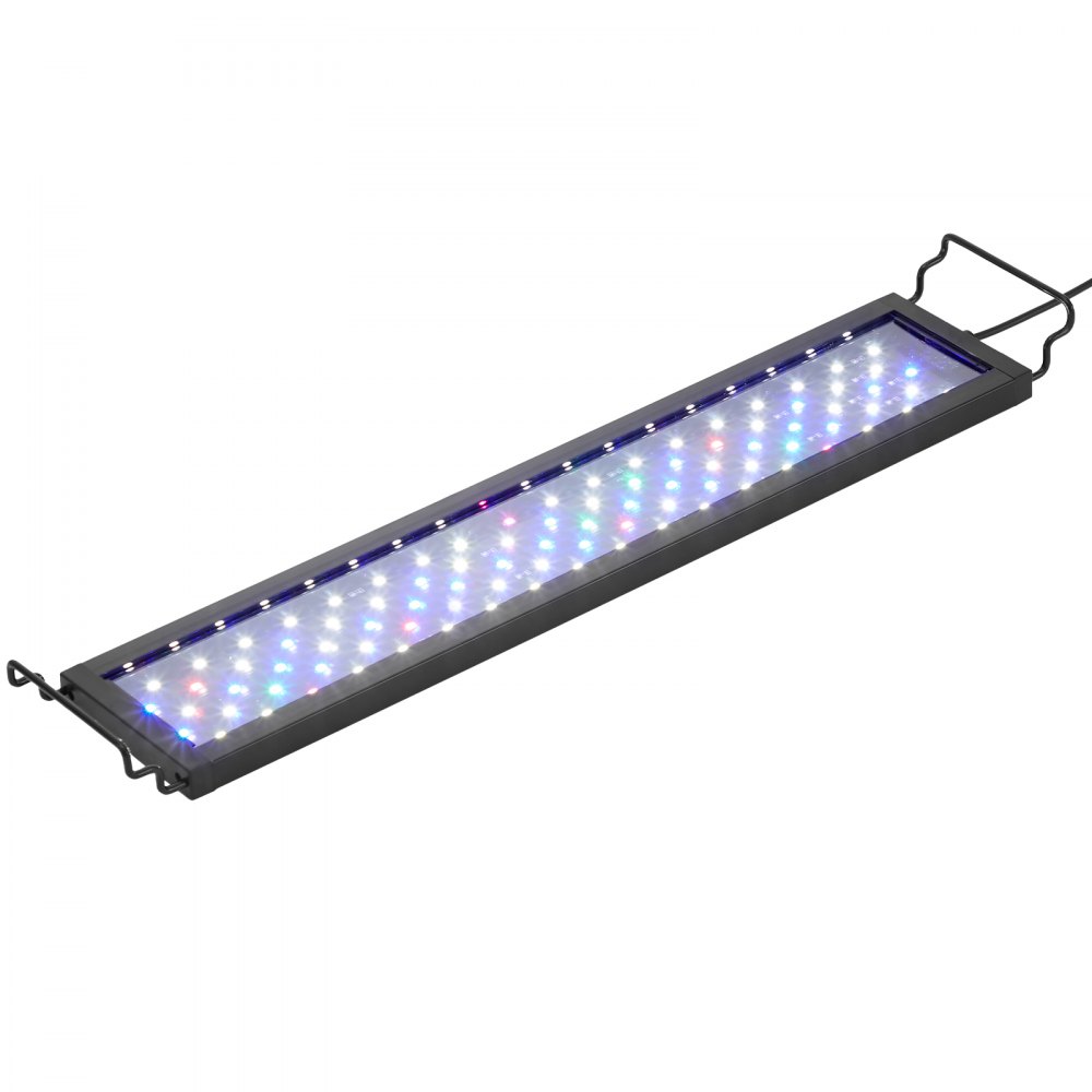 VEVOR 14 W Vollspektrum-Aquarienlicht mit 5 Helligkeitsstufen, einstellbarem Timer und Ausschaltspeicher, mit ausziehbaren Halterungen aus ABS-Gehäuse für 46-61 cm Süßwasseraquarien