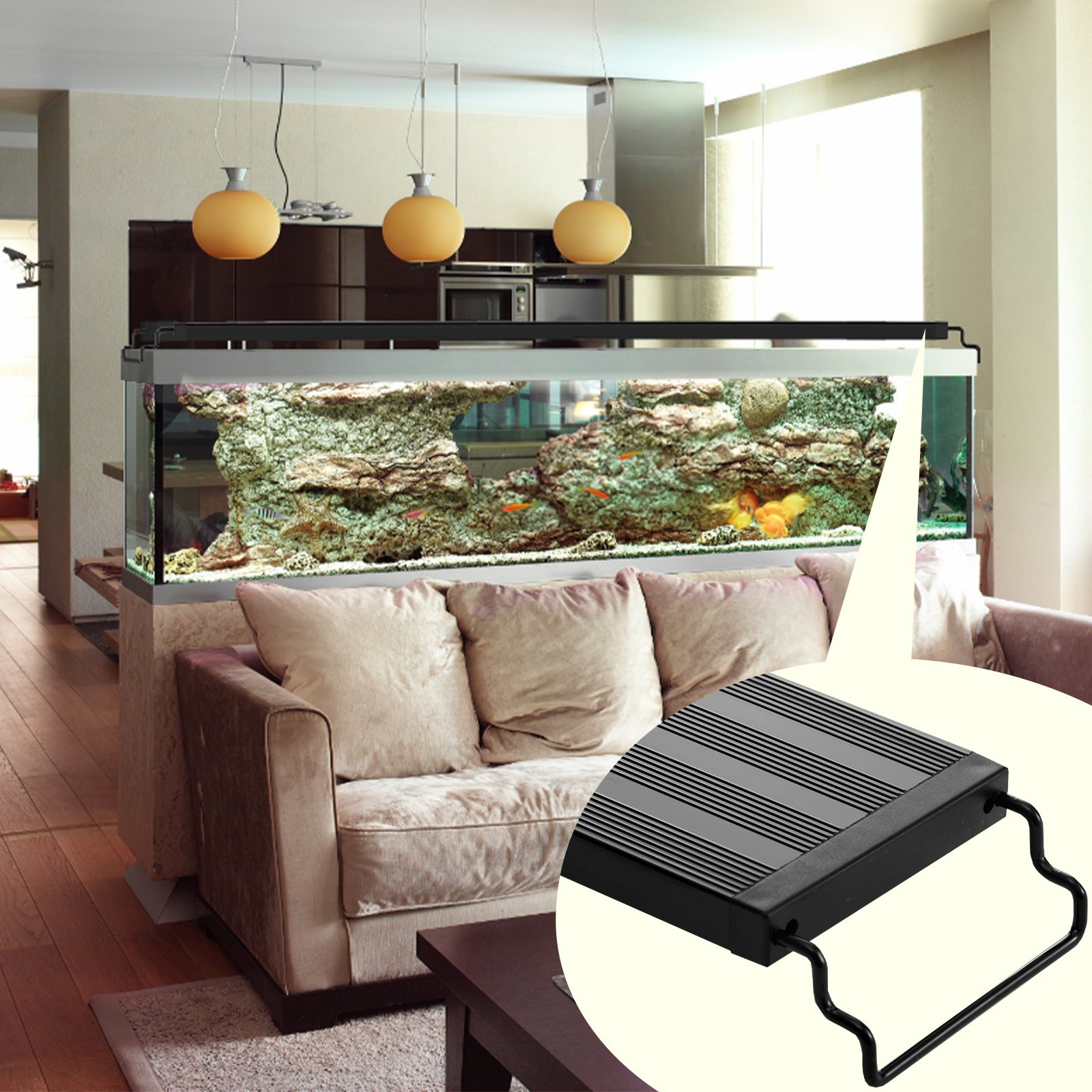 VEVOR 48 W Vollspektrum-Aquarienlicht mit 24/7-Naturmodus, Einstellbarem Timer & 5-stufiger Helligkeit, mit Ausziehbaren Halterungen aus Aluminiumlegierung für 122-137 cm Süßwasser-Aquarien