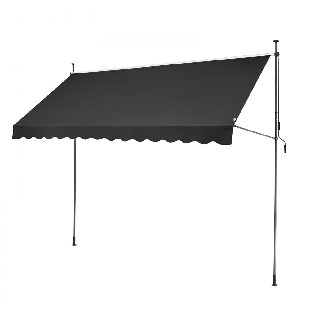 VEVOR Klemmmarkise 350 x 120 cm, Balkonmarkise mit Handkurbel, Sonnenmarkise, Terrassenüberdachung Sunsetter Deck, Höhenverstellbar von 218 bis 309 cm, Markise für Terrasse/Balkon/Garten, Schwarz