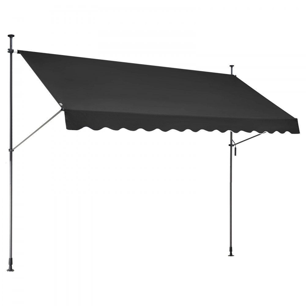VEVOR Klemmmarkise 350 x 120 cm, Balkonmarkise mit Handkurbel, Sonnenmarkise, Terrassenüberdachung Sunsetter Deck, Höhenverstellbar von 218 bis 309 cm, Markise für Terrasse/Balkon/Garten, Schwarz