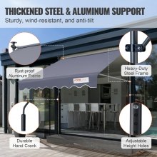 VEVOR Balkonmarkise 3x1,2m Gelenkarm Markise höhenverstellbar von 2,2 bis 3,1m Klemmmarkise Einziehbar Stahl Aluminium 180G doppelseitige PU-Beschichtung Sonnenmarkise Balkon Terrassenmarkise