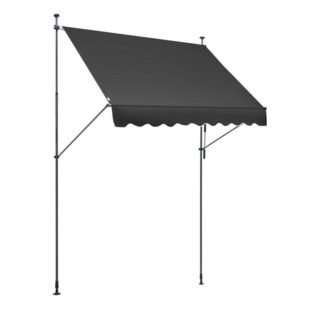 VEVOR Klemmmarkise 250 x 120 cm, Balkonmarkise mit Handkurbel, Sonnenmarkise, Terrassenüberdachung Sunsetter Deck, Höhenverstellbar von 218 bis 309 cm, Markise für Terrasse/Balkon/Garten, Schwarz