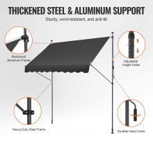 VEVOR Balkonmarkise Markise Klemmmarkise Sonnenmarkise mit Kurbel 250x120cm