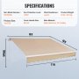 VEVOR Balcony Awning 3.6x3m, Folding Arm Awning, Height Adjustable from 2.4 to 3.7m, Clamp Awning, Retractable, Steel/Aluminum 280G, Double-Sided PU Coating, Sun Awning for Balcony/Patio
