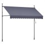 VEVOR Manual Retractable Awning, 300 cm Outdoor Retractable Patio Awning Sunshade Shelter, Height Adjustable Patio Door Window Canopy with Manual Crank Handle for Backyard, Garden, Balcony, Dark Gray