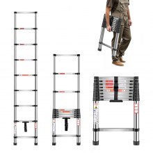 VEVOR Teleskopleiter Edelstahl Ausziehleiter Stehleiter Klappleiter 254cm Leiter