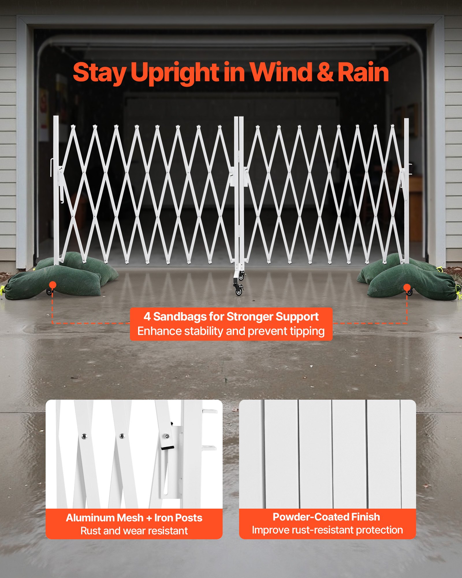 VEVOR Scherengitter Ausziehbar Absperrgitter Doppelt mit Feststellbaren Rollen Scherensperre Max. 5,48 m Verstellbar, Mobiles Schutzgitter für Warnwirkung, Metallbarrikade für Außenbereich & Industrie