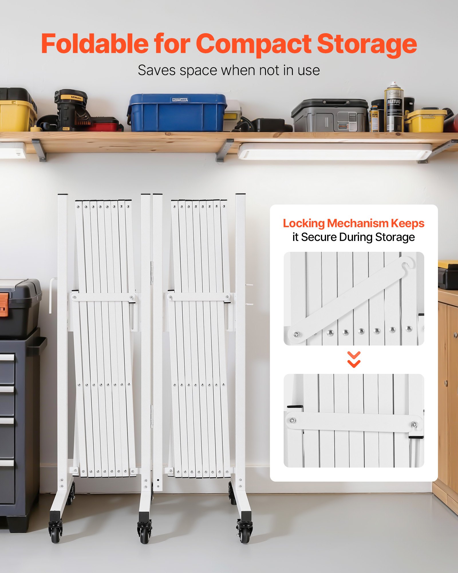 VEVOR Scherengitter Ausziehbar Absperrgitter Doppelt mit Feststellbaren Rollen Scherensperre Max. 5,48 m Verstellbar, Mobiles Schutzgitter für Warnwirkung, Metallbarrikade für Außenbereich & Industrie