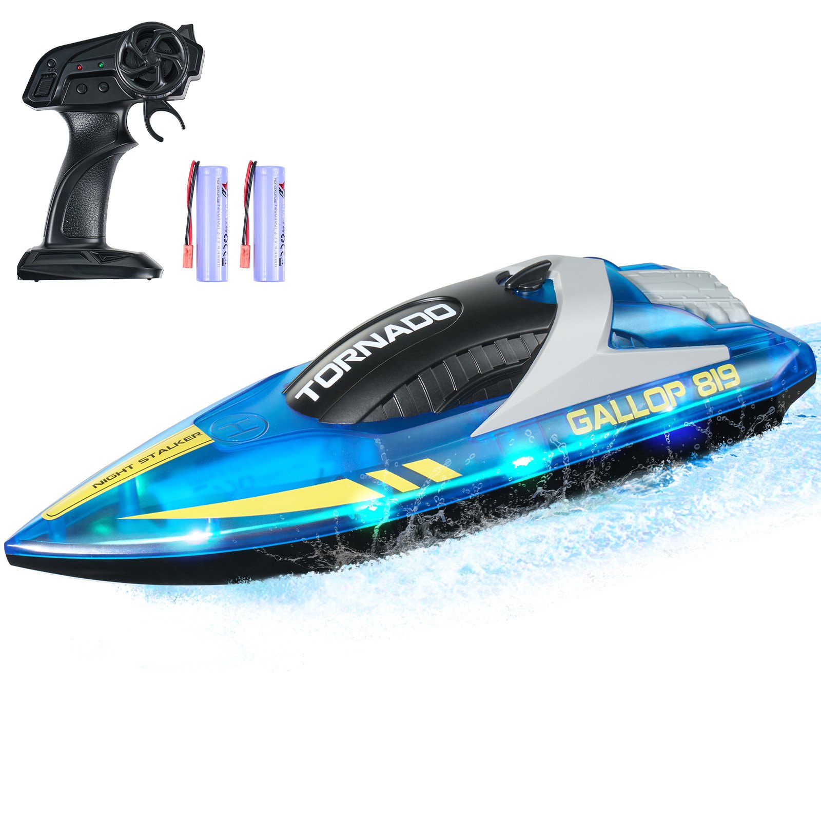 VEVOR RC Boot, 2,4GHz 12km/h, Ferngesteuertes Boot für Pools & Seen, Rennboot mit LED-Licht, 2 wiederaufladbare Batterien, Ganzkörper wasserdicht, Wasserspielspielzeug Geschenk für Erwachsene Jungen & Mädchen, Blau