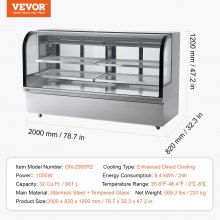 VEVOR Kühlvitrine Bäckereivitrine Kühlschrankvitrine 901L 4-stöckig LED