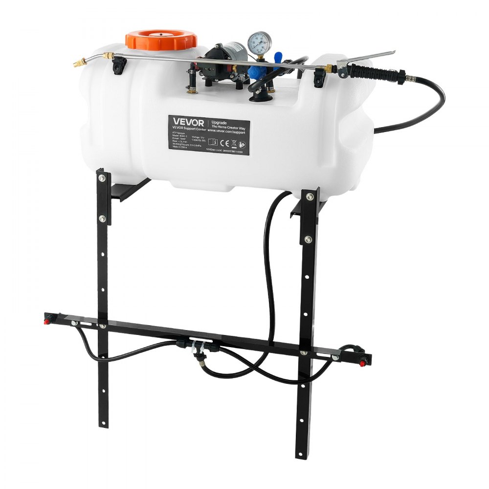 VEVOR ATV Sprüher für Quad 60 L Drucksprühgerät Sprühgerät mit 12V Pumpe, für ATVs, UTVs Traktoren 1,9 GPM Durchflussrate Einstellbarer Druck 0–72 PSI, mit Messingdüse Spritzbalken 6 m Schlauch Weiß