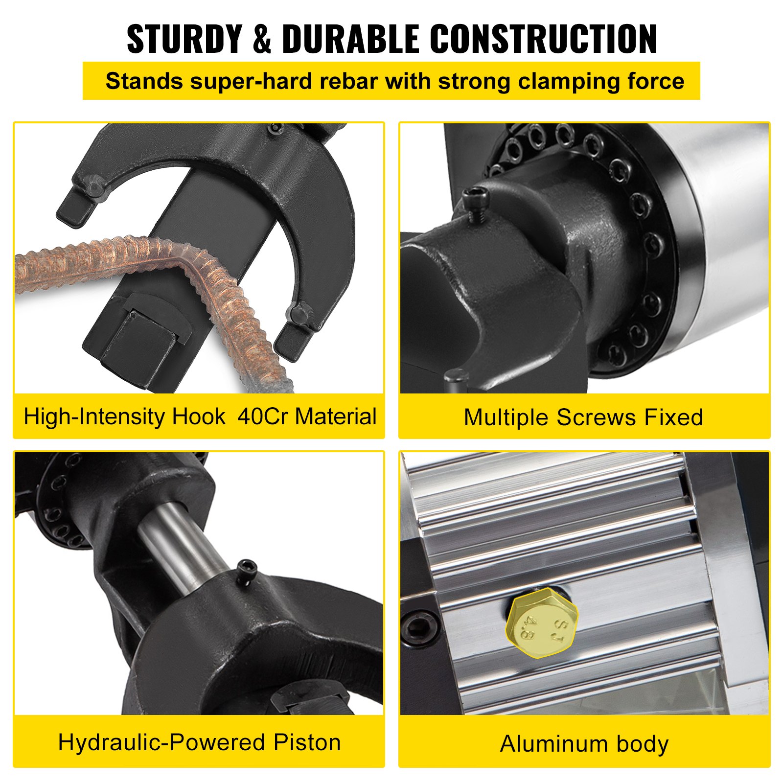 VEVOR Elektrischer hydraulischer Bewehrungsbieger, 1500-W-Bewehrungsbiegemaschine, Biegen von bis zu 10-25 mm Bewehrungsstäben in 4 Sekunden, Biegemaschine mit Werkzeugkoffer-Ölkanne, Schwarz-Rot