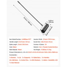 VEVOR Aerifizierer, 525x235x1560 mm, Rasenlüfter Walze, Rasenbelüfter mit abnehmbarem Griff und 33 Eisenspikes, Vertikutierer für verdichtete Böden und Rasenflächen im Garten, Terrasse, Hof, Schwarz