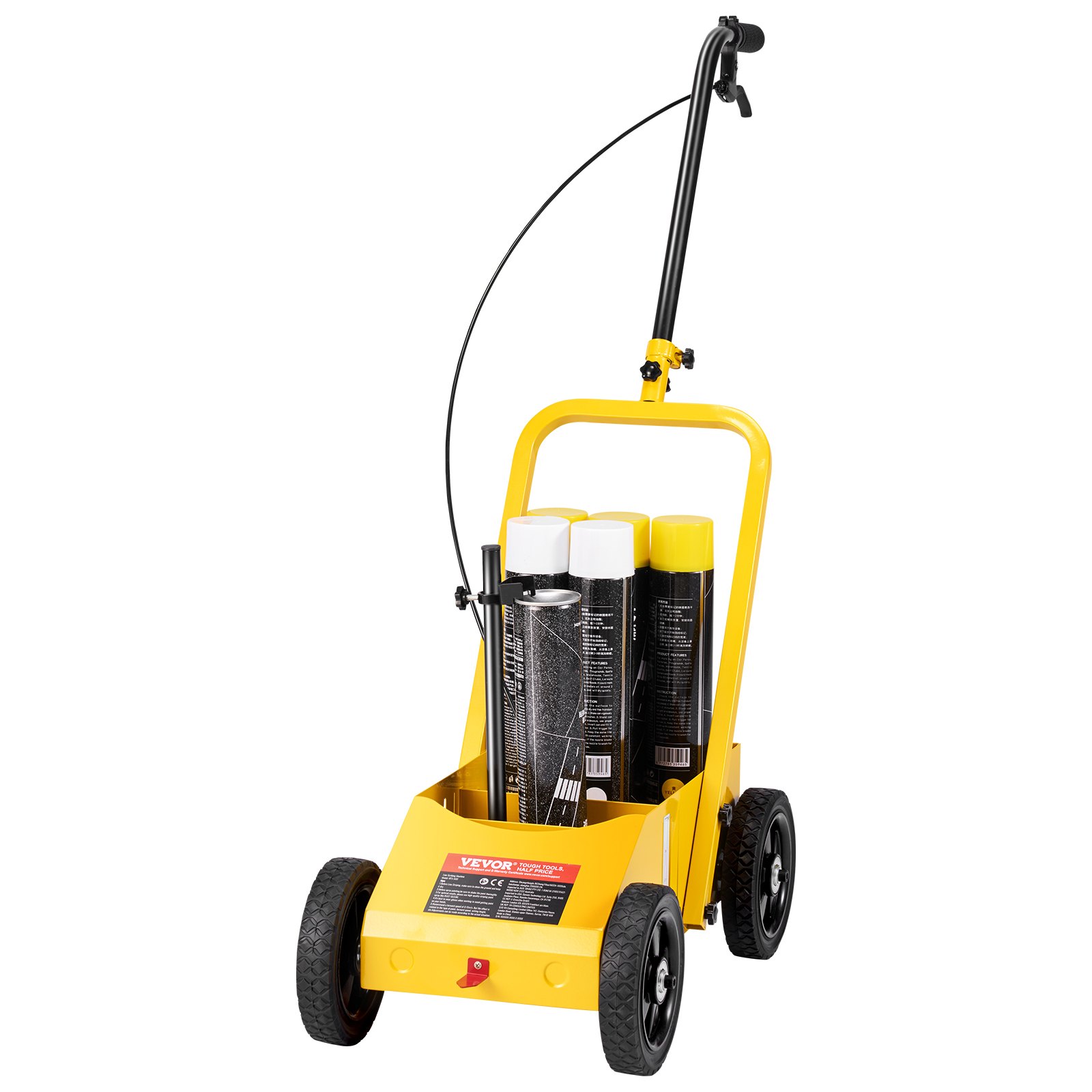 VEVOR Markierungsmaschine 610 x 330 x 900 mm 4-Rad, Hochleistungs-Markierungsmaschine mit 56-102 mm einstellbarer Breite, macht klare Randlinien für Straßen, Parkplätze, Sportplätze, Gelb