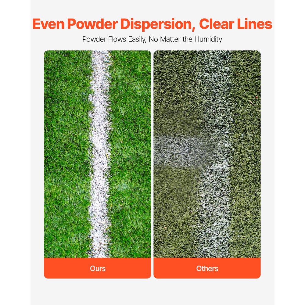VEVOR Dry Line Marker (5/10 cm lines) Dry line chalk for the field, with rubber adjustable handle, large powder capacity of 29.5 kg, for baseball and softball infield, green