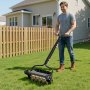 VEVOR Rasenlüfter Walze Manuell 45 cm, Aerifizierer für Rasen mit 5 cm Arbeitstiefe & 4 Rollen, 18 kg Belastbarer Rasenbelüfter aus Stahl, Rasenrolle für Verdichtete Böden Rasenpflege Garten, Schwarz