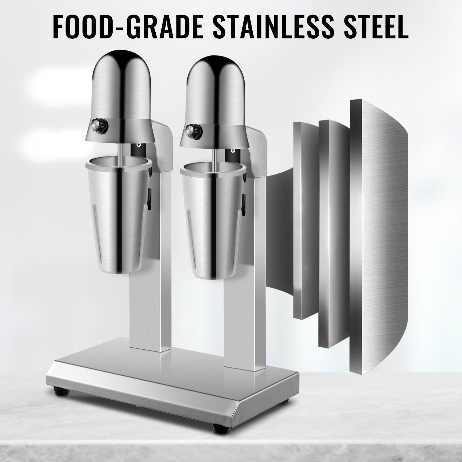 Vevor Mixer-getränkemixer Milchshaker Eiweiß 800ml Edelstahl Becher 2 Köpfe