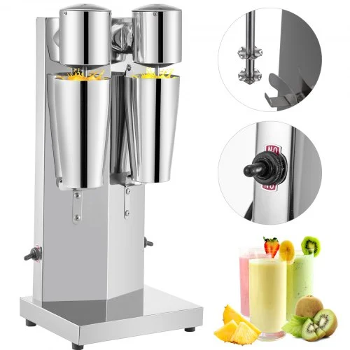 VEVOR Getränkemixer 150W, Milchshaker Elektrisch 800ml, Doppelköpfe, Silbrig, Elektrischer Mixer für Shakes, Cocktailmixer, Milchshake Maschine, Bar