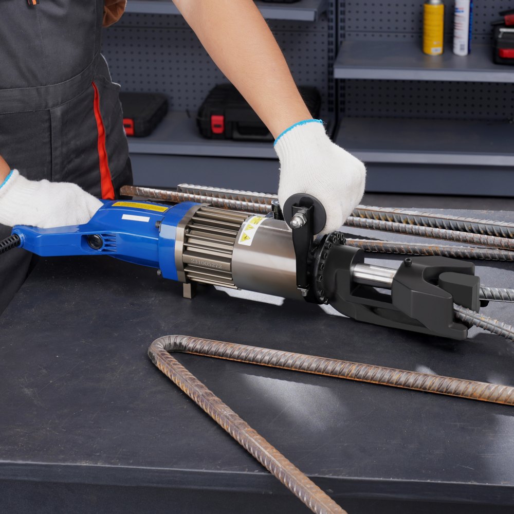 VEVOR Elektrischer hydraulischer Bewehrungsbieger, 1500-W-Bewehrungsbiegemaschine, Biegen von bis zu 6–20 mm innerhalb von 4 Sekunden, Biegemaschine mit Werkzeugkoffer-Ölkanne, Schwarz-Blau