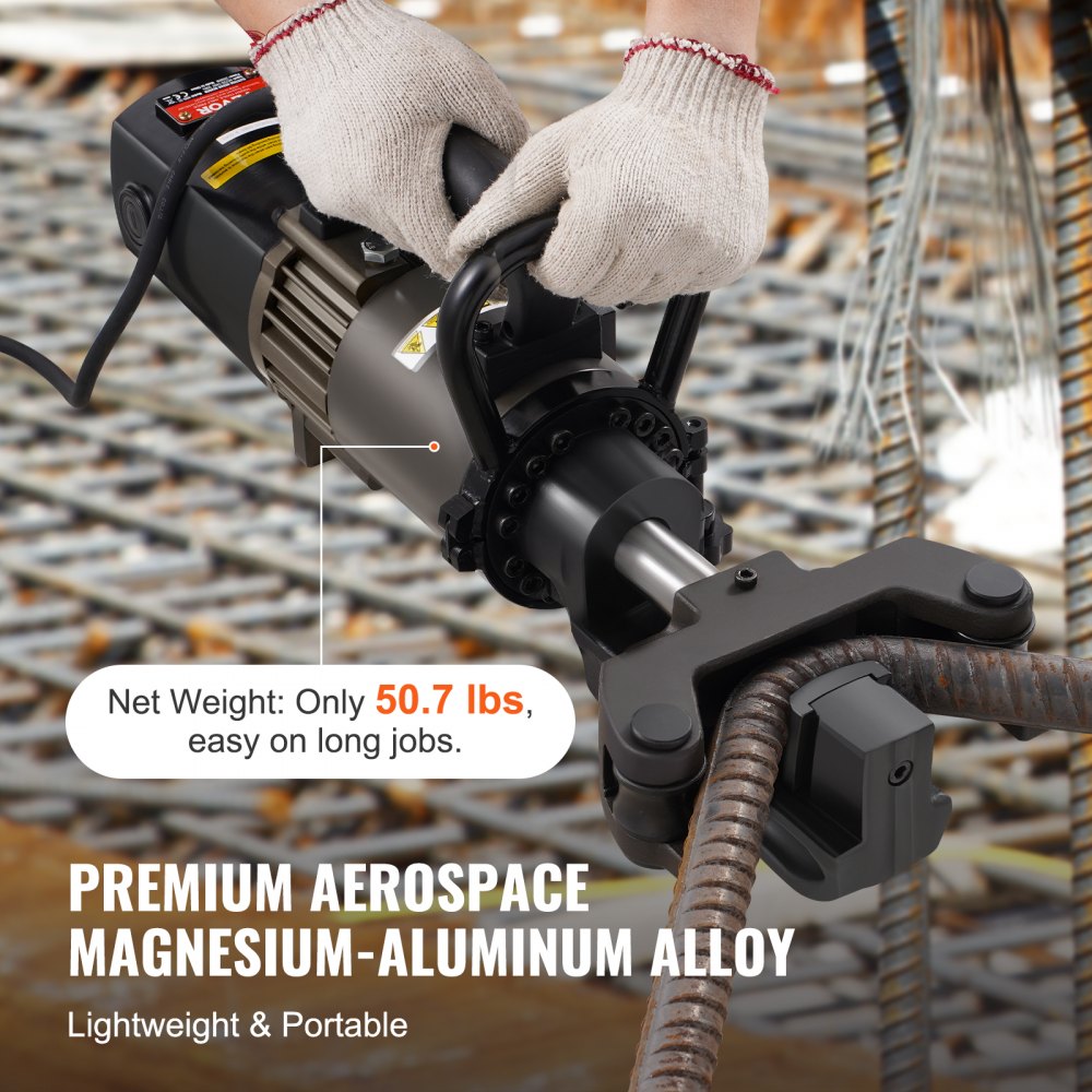 VEVOR Elektrischer hydraulischer Bewehrungsbieger, tragbare 2000-W-Bewehrungsbiegemaschine, Biegen von bis zu 20–32 mm innerhalb von 5 Sekunden, Bewehrungsmaschine mit Werkzeugkoffer-Ölkanne