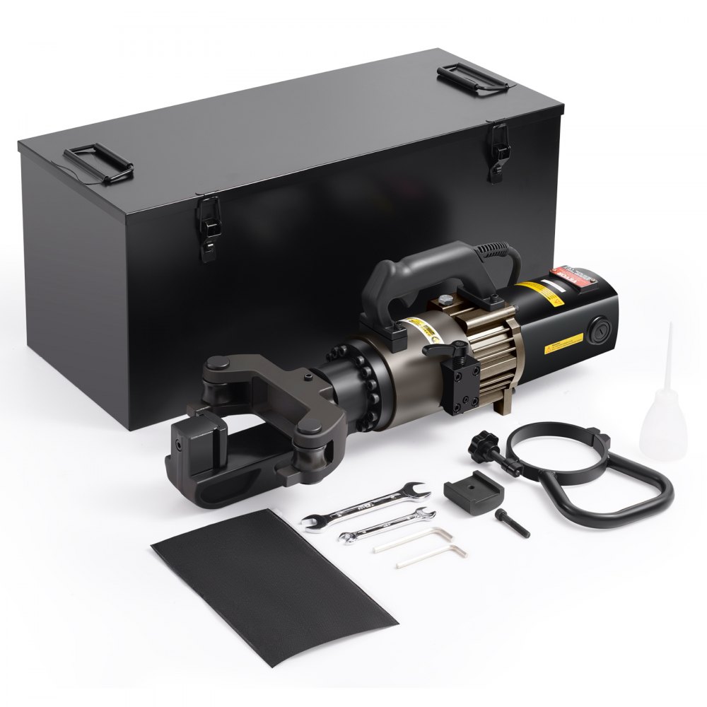 VEVOR Elektrischer hydraulischer Bewehrungsbieger, tragbare 2000-W-Bewehrungsbiegemaschine, Biegen von bis zu 20–32 mm innerhalb von 5 Sekunden, Bewehrungsmaschine mit Werkzeugkoffer-Ölkanne