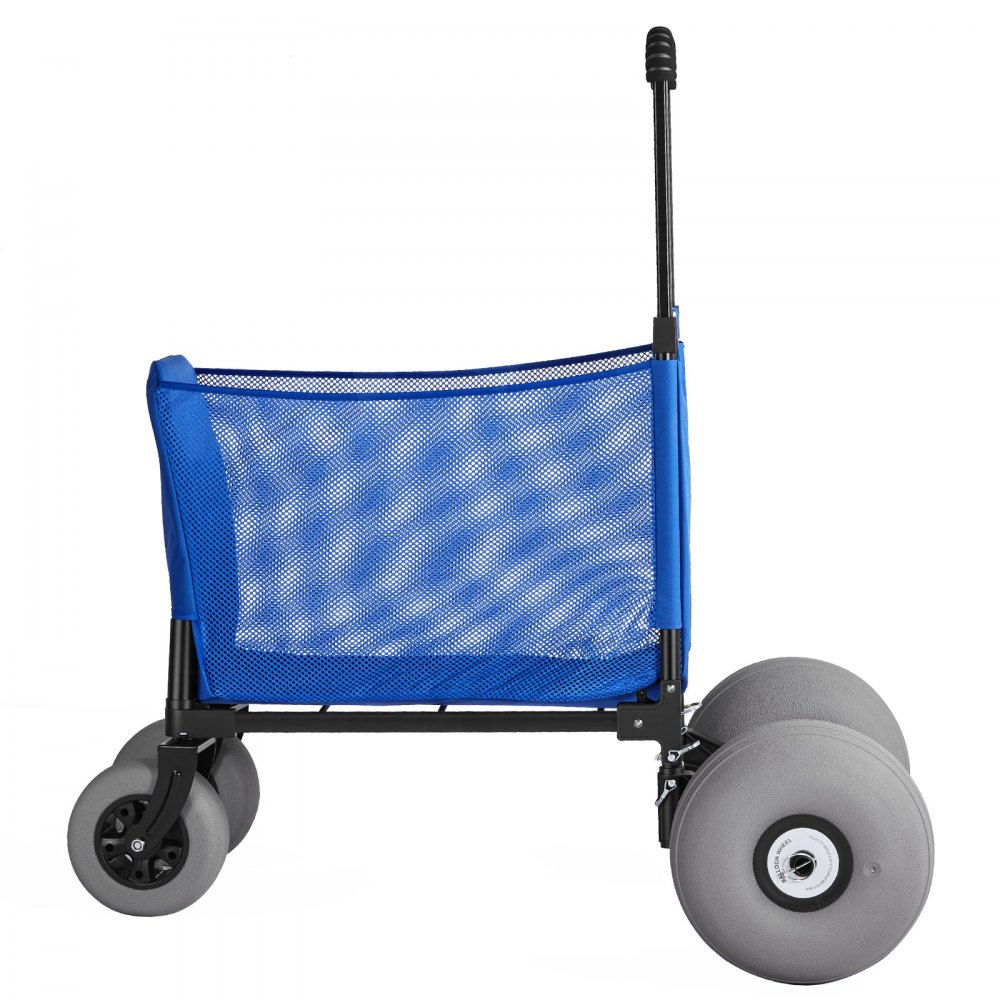 VEVOR Beach Cart with Large Wheels for Sand, 75kg Load Capacity, Heavy Duty Folding Beach Wagon with 300 mm Balloon Wheels, Storage Bag, 845-1140 mm Adjustable Height, Dolly for Camping Fishing Garden