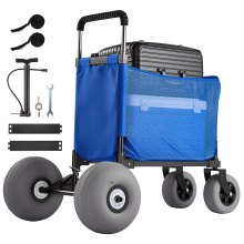 VEVOR Bollerwagen mit Ballonreifen (12 Zoll), Faltbarer Strandwagen mit 4-stufig Einstellbarem Schaumstoffgriff und Pumpe, Handwagen (75 kg Belastbar), Strandkarre Ideal für Camping, Angeln und Garten