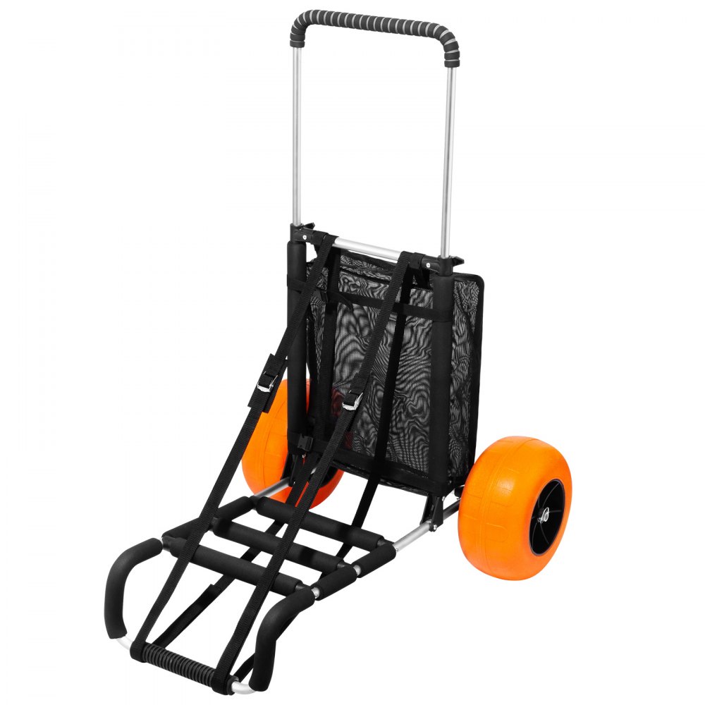 VEVOR Strandkarre Bollerwagen Sandwagen, Strandwagen 74,84 kg Tragkraft, zusammenklappbarer Sandwagen aus Aluminium 685-1135 mm einstellbare Höhe, Wagen für den Strand 76 x 39 cm Ladefläche