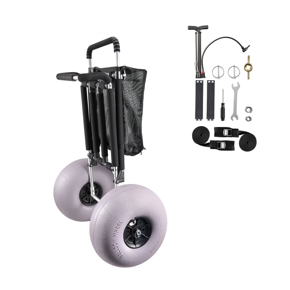 VEVOR Strandkarre Bollerwagen Sandwagen, Strandwagen 74,84 kg Tragkraft, Zusammenklappbarer Sandwagen aus Aluminium 685 bis 1135 mm Einstellbare Höhe, Robuster Wagen für den Strand