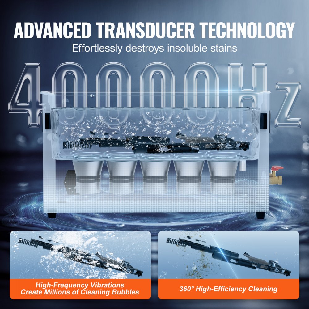 VEVOR 10 L Ultraschallreiniger Ultraschall Reinigungsgerät 300 W professionelle Reinigungsmaschine mit Timer und Heizung, 40kHz Ultraschallreiniger mit Korb für Waffenteile Kugeln Militärbedarf