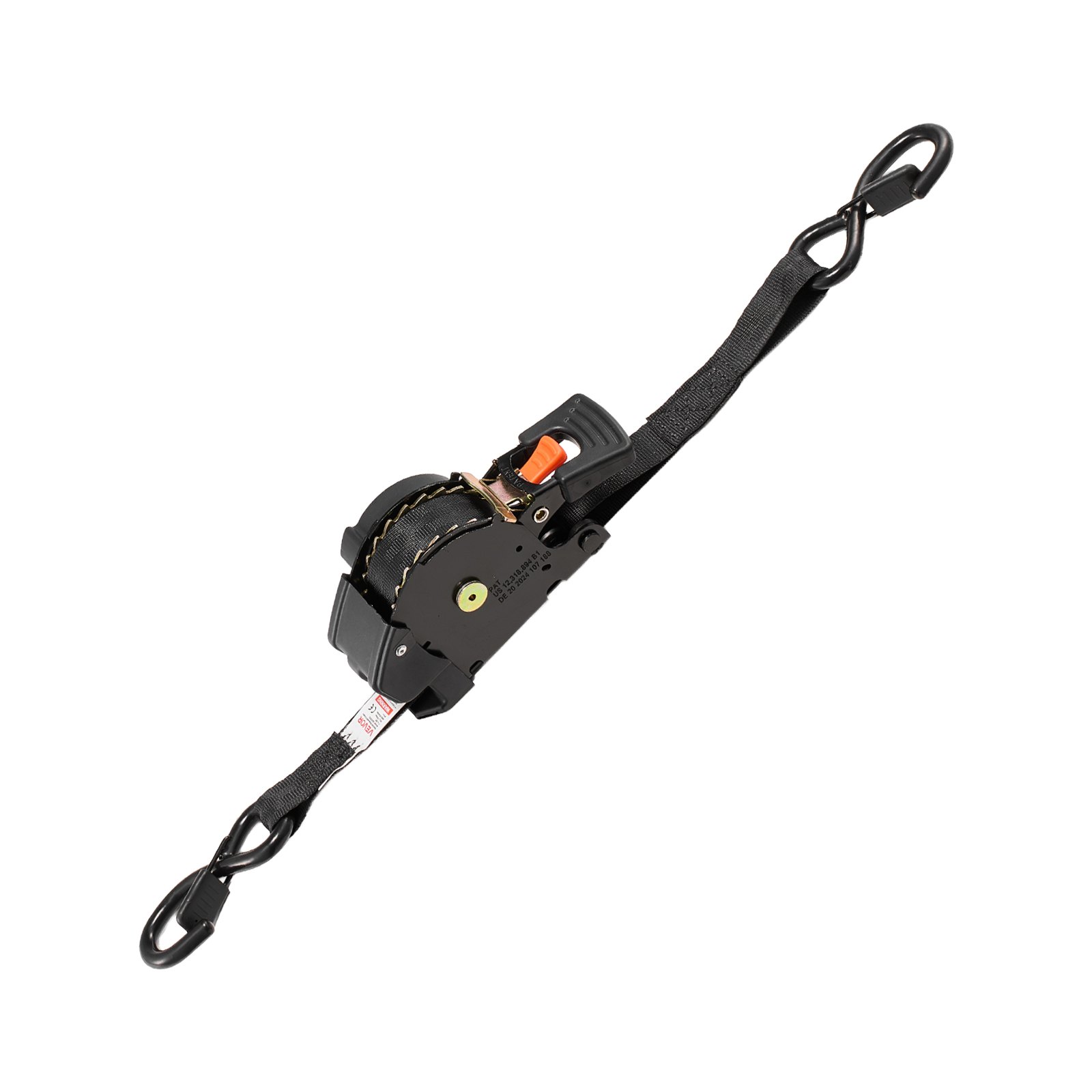 VEVOR Automatik Spanngurt, 25,4x4876,8 mm, Zurrgurte mit S-Haken, 700 kg Bruchlast, Tragetasche, einziehbare Ratschengurte für Umzüge, Anhänger, Motorräder, Kajaks, Autodächer, 4er-Pack