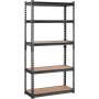 VEVOR Lagerregal 907,2kg Gesamtladekapazität 181,4kg pro Regal Kellerregal SPCC-Kohlenstoffstahl + MDF-Platten Steckregal 75x30x152cm Werkstattregal Schwerlastregal Kellerregal Regal Verstellbar