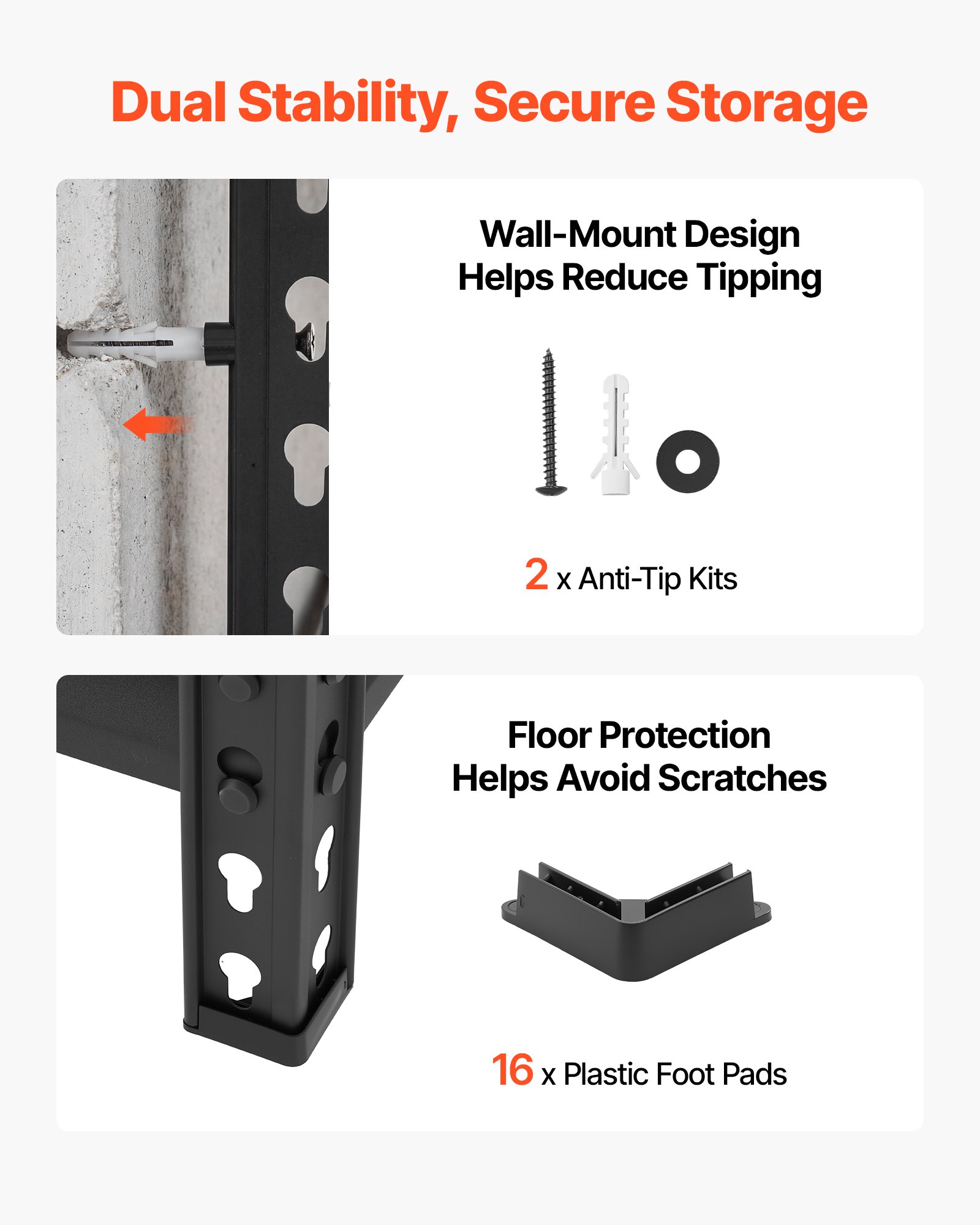 VEVOR Schwerlastregal Lagerregal mit 5 Ablagen 1228x459x1813mm 907,2kg, Stahlgestell, Teilbares & Verstellbares Design für DIY, Werkbank Funktion, Flexibles Steckregal für Keller Garage Werkstatt