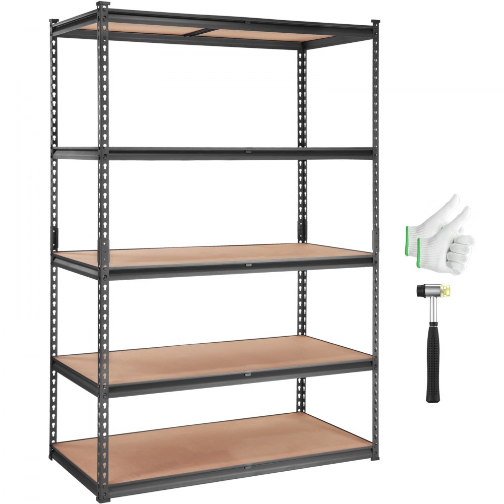 VEVOR Lagerregal, 5-stufig, verstellbar, 914 kg Tragkraft, robuste Garagenregale, Metall-Organizer-Allzweckregal, schwarz, 122 x 61 x 182 cm, für Küche, Speisekammer, Keller, Badezimmer, Wäscherei