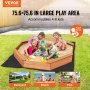 VEVOR Sandkasten Holz Achteckiger Sandkasten Sandgrube 3-12 Jahre 192x192x23cm