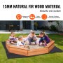 VEVOR Holzsandkasten mit Abdeckung, achteckiger Sandkasten, Sandgrube mit 4 Sitzplätzen & Bodenauskleidung, Kindersandkasten für den Garten, Geschenk für Jungen & Mädchen im Alter von 3–12 Jahren