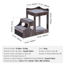VEVOR Etagenbett Haustiere Fenstersitz Hundetreppe Schlafcouch 830x450x675mm
