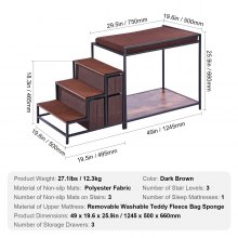 VEVOR Etagenbett Haustiere Fenstersitz Hundetreppe Schlafcouch 1245x500x660mm