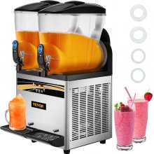 VEVOR Kommerzielle Slusheis Maschine, 2 x 15 L Slush Eismaschine 1000 W Slusheis Eismaschine, 430 x 450 x 800 mm Slushy Maschine Eslush Maker Maschine 64 kg Slush Eis Maschine 64 kg Slushgeräte