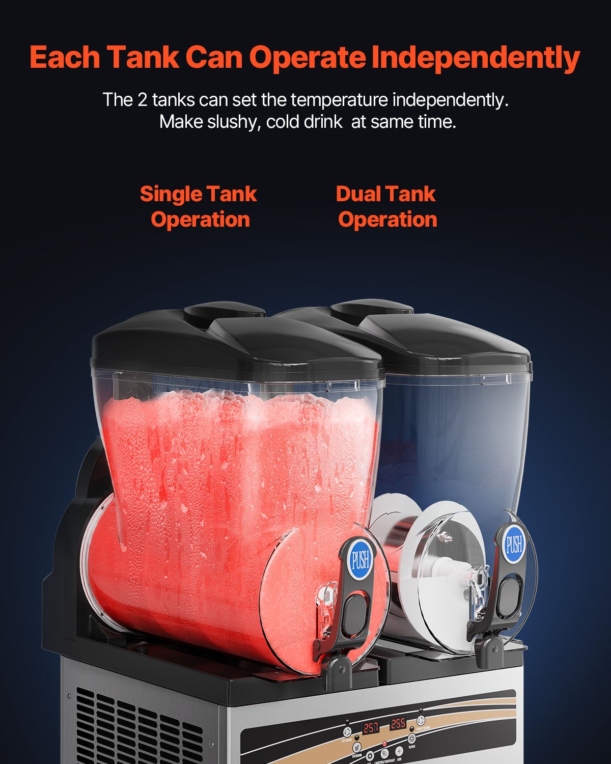 VEVOR kommerzielle Slusheis Maschine, 2 x 15 L Slush Eismaschine Slusheis Eismaschine, Slushy Make 120 Tassen Edelstahl-Gefrorenes-Getränke-Maker für Home-Party-Restaurants Café-Bars