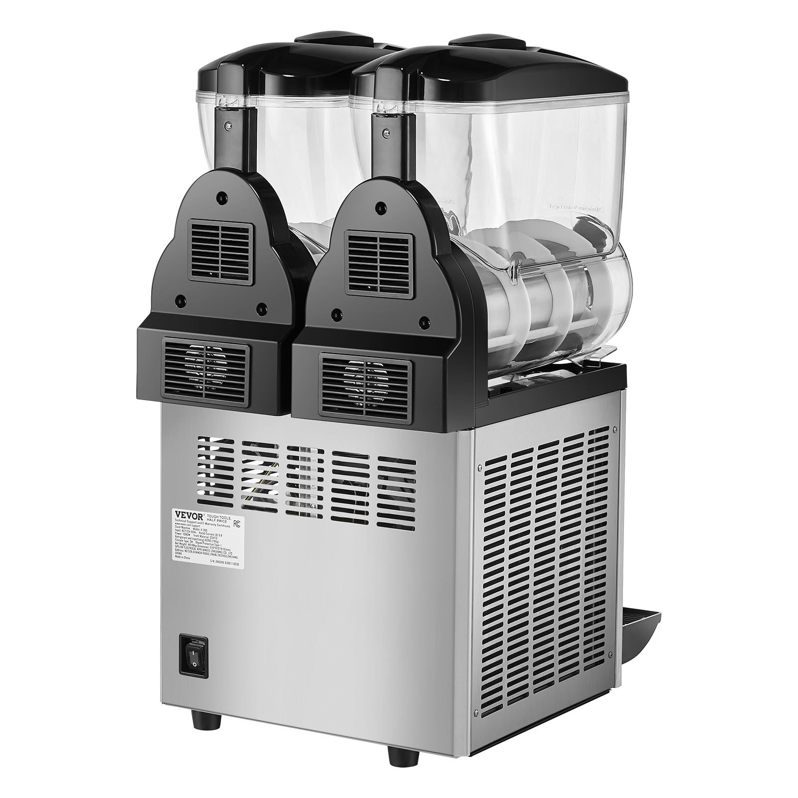 VEVOR kommerzielle Slusheis Maschine, 2 x 15 L Slush Eismaschine Slusheis Eismaschine, Slushy Make 120 Tassen Edelstahl-Gefrorenes-Getränke-Maker für Home-Party-Restaurants Café-Bars