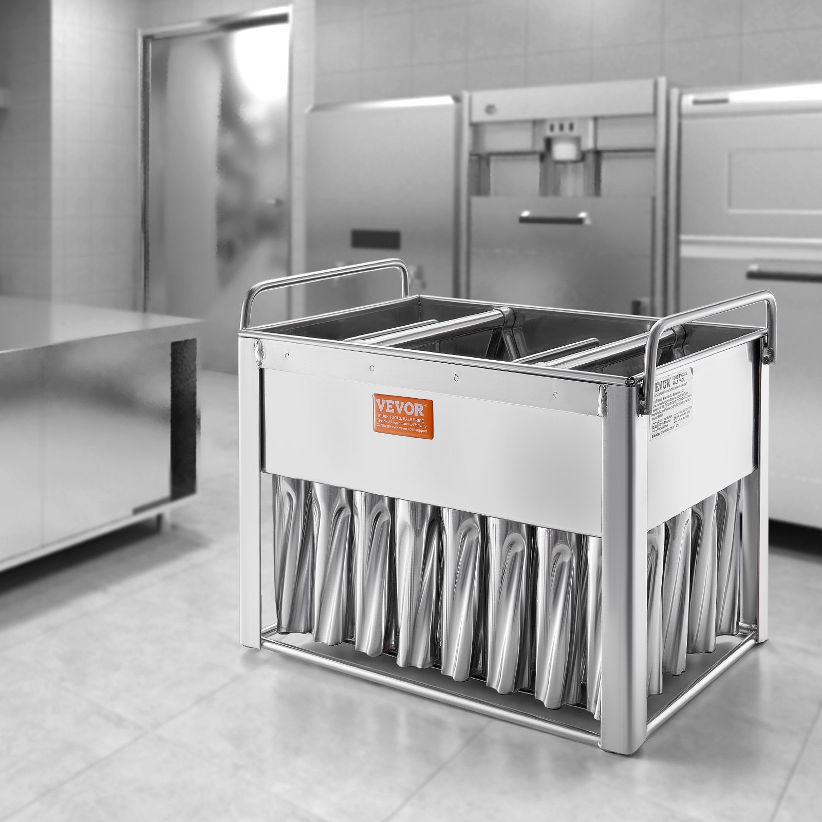 VEVOR Kommerzielle Formen für Eis am Stiel, 40 Stück Zylindrische Formen für Eis am Stiel, Formenhalter für Eismaschine aus Edelstahl mit 50 Eisstielen und Beuteln (Einzelformen-Set – 40 Stück)