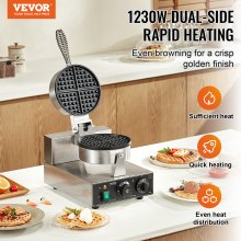 VEVOR Kommerzielles Waffeleisen Waffel Maker 1230W 4 Fächerfömige Waffeln