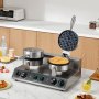 VEVOR Commercial Waffle Maker, Dual-Head Round Waffle Baker Machine, 2460W Non-Stick Stainless Steel Belgian Waffle Iron with Temp and Time Control, Handle, for Restaurant Bakery Snack Bar Family