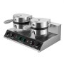 VEVOR Commercial Waffle Maker, Dual-Head Round Waffle Baker Machine, 2460W Non-Stick Stainless Steel Belgian Waffle Iron with Temp and Time Control, Handle, for Restaurant Bakery Snack Bar Family