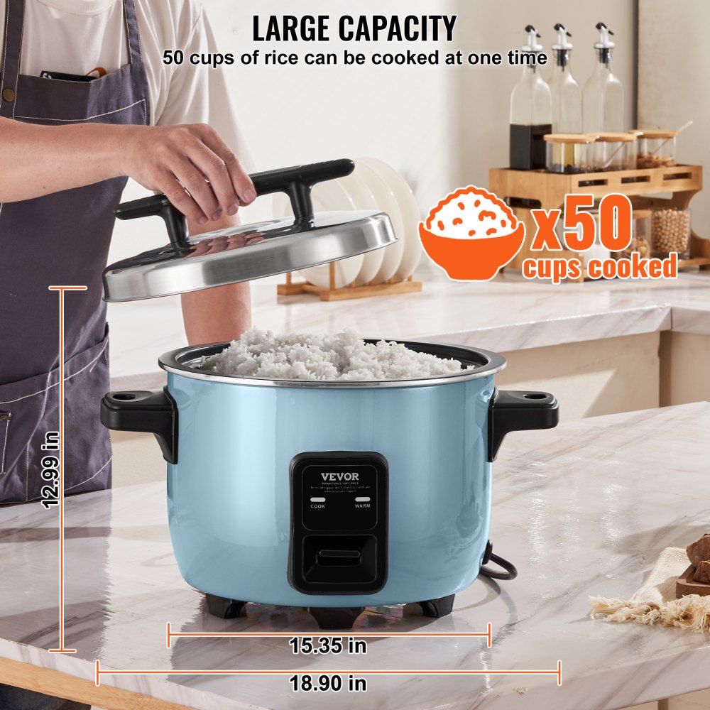 VEVOR Gewerblicher Reiskocher 4,2 L, 23-Tassen-Reiskocher mit Warmhaltefunktion, Antihaftbeschichtetem Innentopf, Schnelles Kochen, inklusive Reisbecher und Reislöffel für Küche und Gastronomie
