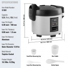 VEVOR Kommerzieller Reiskocher 60-Tassen Antihaft-Topf 13L 12H Warmhalten