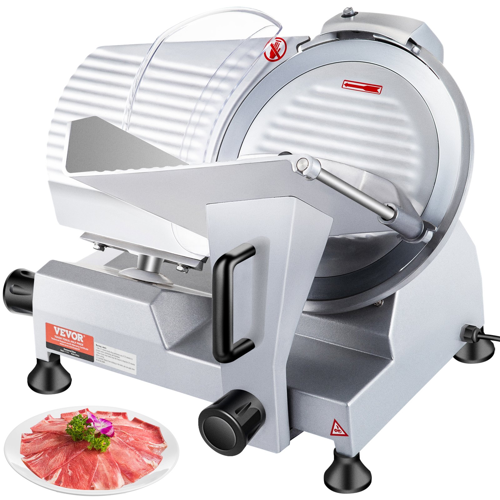VEVOR Kommerzieller Fleisch Allesschneider 320 W, Elektrische Aufschnittmaschine Lebensmittelschneider mit 30,48 cm-Kohlenstoffstahlklinge, 0–15 mm Einstellbare Dicke für Fleisch, Käse usw.