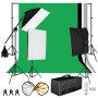 VEVOR Studio-Beleuchtungsset mit 1,6 x 3 m Tretlager mit weiß-schwarz-grünem Hintergrund und 4 x 45 W Softbox-Regenschirm-Kit für Fotostudio, Softbox Professionelle Studio-Lichtsätze E 27 Lampensockel