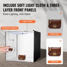 VEVOR Fotobox 100x100x100cm Fotostudio Set 80W Lichtbox Fotografie 5600K 210LED